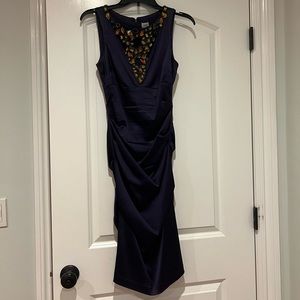 Tight Midi Purple Dress With Rhinestones